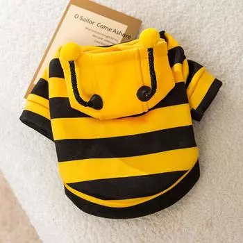 Cute little bee teddy bear sweater can be traced thin velvet small and medium-sized dogs autumn and winter warm pet dog clothes S (recommended weight 3-2.5 kg)