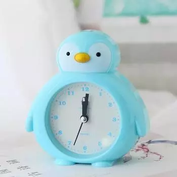 Cute Little Penguin Student Cartoon Alarm Clock Children s Bedroom Lazy Little Alarm Table Bedhead Little Alarm Bell Table Clock серый