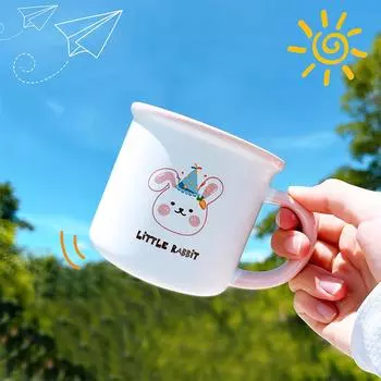 Cute Little Rabbit Ceramic Cup Mug Drinking Water Cup Cup Creative Year of Rabbit Gift Milk Cup Breakfast Cup 350ml