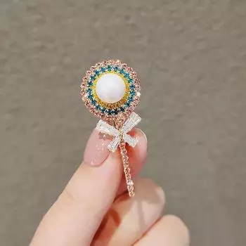 Cute Lollipop Brooch High-End Girl Heart Pin Anti-Light Personalized Brooch Sweater Suit Collar Pin Accessories