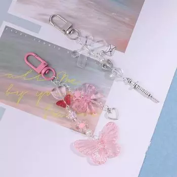 Милый Любовный Сердце Бантик Бисерный Телефон Шарм Цепочки Брелок Для Женщин Девочек Ювелирные Изделия Ремешок Брелок as the picture