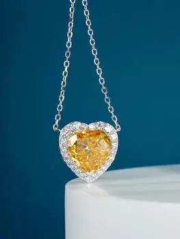 Cute love necklace with white diamonds brings a refreshing atmosphere and a sense of summer vitality sophistication 925 silver