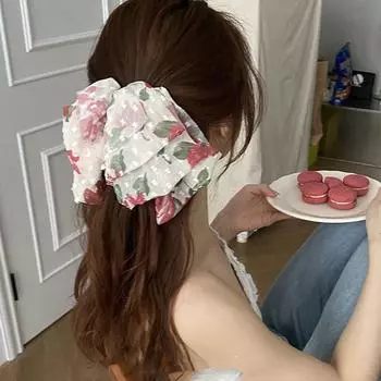 Cute Lovely Sweet Multi-Storey Bow Spring Clip Korean Style Hair Clip Ruffles Women Hair Clip розовый