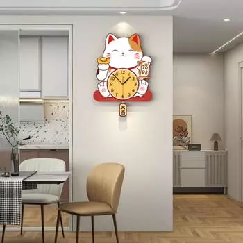 Милые настенные часы с изображением счастливого кота, креативные часы высокого класса, настенные часы для входа в дом, декоративные часы для гостиной, простые
