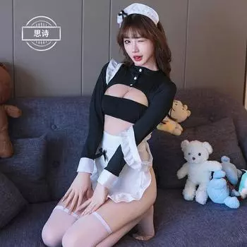 Милая горничная горничная босс двухмерное платье горничной Лолита кос одежда перспектива вырез One Size