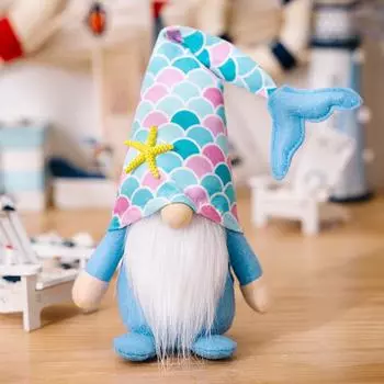 Cute Mermaid Summer Gnome Plush Dolls With Soft Fabric Tail Ideal For Seasonal Decoration Summer Mermaid Male