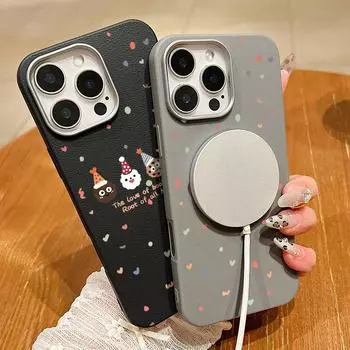 Cute Merry Christmas Gingerbread Pattern for MagSafe Case For iPhone 16 Pro Max 15 Pro 14 Plus 13 12 11 Matte TPU Soft Shockproof Magnetic Phone Cover iPhone 16 чёрный