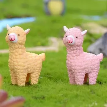 Милая мини-модель овцы альпака миниатюры кукольный домик суккуленты ландшафтный декор распродажа товары розовый