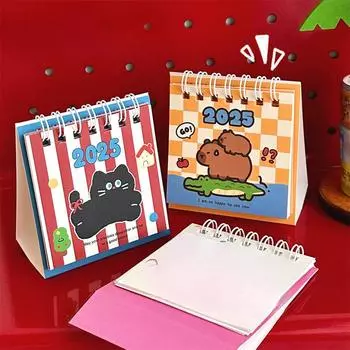 Cute Mini Desk Calendar Cartoon Small Calendar Monthly Calendar Students Desktop Clock Countdown Table Display Apple Snake 5pcs