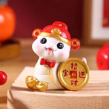 Cute Mini Lucky Snake Figurine Traditional Resin Crafts New Year Snake Figurine Chinese Style Zodiac Small Snake Ornament