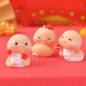 Cute Mini Lucky Snake Figurine Zodiac Snake Traditional New Year Snake Statue Resin Crafts Blessing Small Snake Ornament
