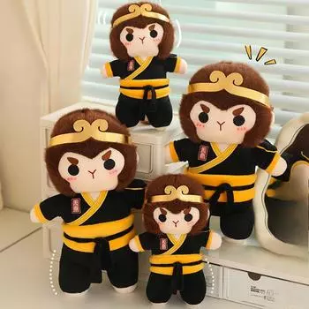 Cute Monkey King Doll Monkey King Plush Toy Cartoon Destiny Black Wukong Doll Game Doll 25cm