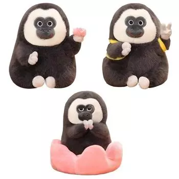 Милая обезьянка, плюшевая игрушка, кукла, держащая цветок лотоса, забавное животное для домашнего декора, мягкая хлопковая игрушка, подарки на день рождения