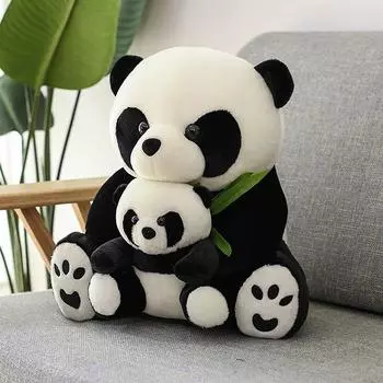 Cute Mother And Son Panda Black And White Bamboo Leaf Panda Doll Plush Toy Children S Birthday Gift 25cm0.3kg
