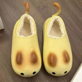 Cute mouse rain shoes slippers women s outer wear season fashion casual platform bag and home thermal cotton shoes 35-36