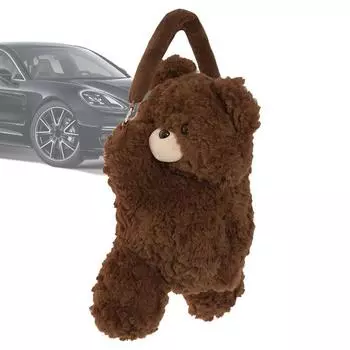 Cute Napkin Holder For Car Bear Tissue Box Decorative Organizer Anime Tissue Cover For Bathroom Decoration Car Organization коричневый