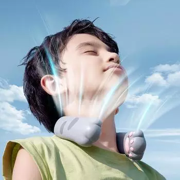 Cute Neck Fan 2400mAh Portable Ventilator Bladeless Cooling Mute Fan USB Rechargeable Wearable Neckband Fan for Outdoor серый
