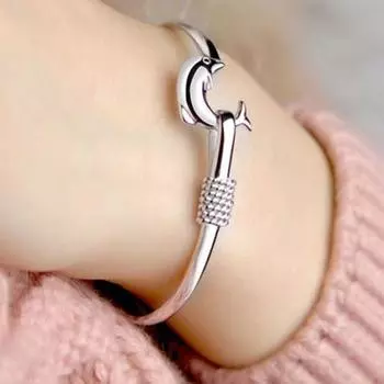 Cute New Stylish Women Silver Plated Cuff Lovely Wristband Dolphin Gifts Bangle Bracelet Jewelry серебряный