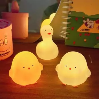 Cute Night Light Silicone Animal Duck LED Night Lamp For Baby Children Kid Bedroom Decorative Lighting