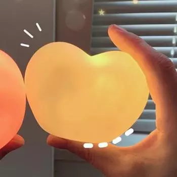 Милый ночник в форме сердца, белый, мультяшный, компактный, мягкий, с батарейным питанием, ночник для детей, подарки, спальня