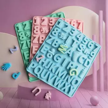 Cute Number Letter Chocolate Silicone Mold Unicorn Bisuit Jelly Baking Mould Feet Palm Figure Candy Cake Decor Making Party Gift