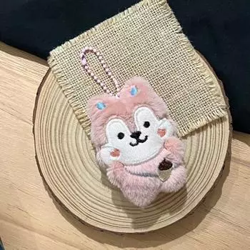 Cute Nut Squirrel Plush Toy Cartoon Stuffed Animal Doll Keychain Lovely Bag Pendant Backpack Key Holder Ornaments розовый
