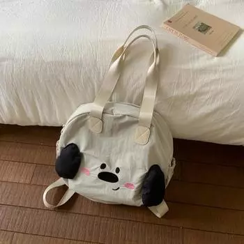 Cute nylon shoulder bag large capacity cartoon bundle tote bag lazy wind commuter bag backpack cloth bag