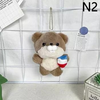 Cute Otters Holding Fish Plush Pendant Keychain Stylish Backpack Keyrings Pendant Lovely School Bag Key Wallet Pendant