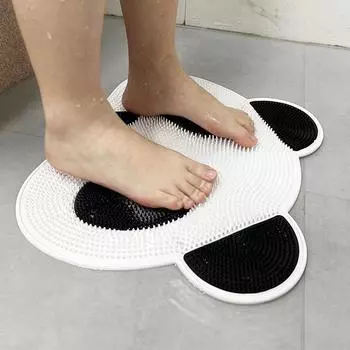 Cute Panda Non-Slip Foot Massage Bath Mat Safety Suction Cup Bathroom Mat Back Cleaning Shower Mat Eco-Friendly Silicone Mats 45x30cm