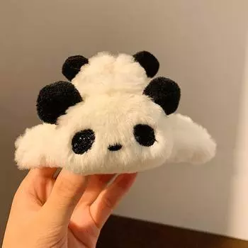 Cute Panda Plush Large Hair Claws Clips Women Girls Winter Ponytail Holder Crab Hair Clamps Barrettes Hairpins Hair Accessories