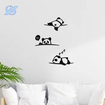 Cute panda three-dimensional acrylic wall stickers living room bedroom children s room dormitory background wall decorations