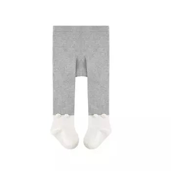 Cute Pantyhose for Infants Newborns Toddlers Cotton Princess Tights for Kid Spring Autumn Baby Girls Tights 6-12m серый