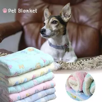 Cute Paw Print Warm Pet Bed Mat Cover for Small Medium Large Dogs Cat Fleece Soft Blanket Towel Winter Puppy Yorkies Supplies 30 40cm