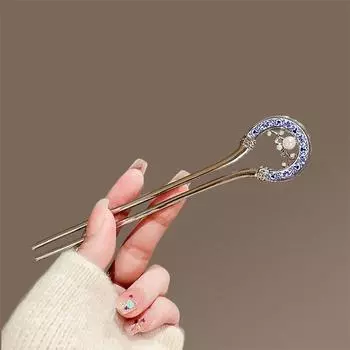 Cute Pearl Metal U Shape Hair Stick U-shaped Hollow Hanfu Hairpin Hair Accessories Hair Chopstick For Girl