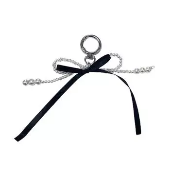 Cute Pearl Ribbon Bowknot Keychain Pendant Keyring Charm Lovely Hanging Decorations for Purse Bag Backpack Handbag 1