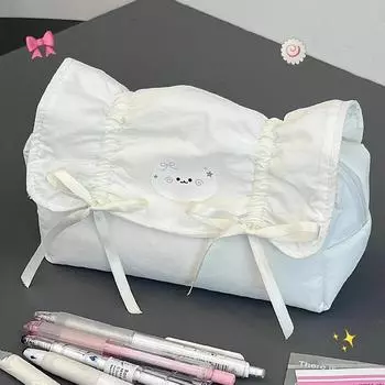 Cute Pen Bag Case Box Stocking Stuffers Zipper Makeup Organizer Storage Bag Box Nice Gift белый