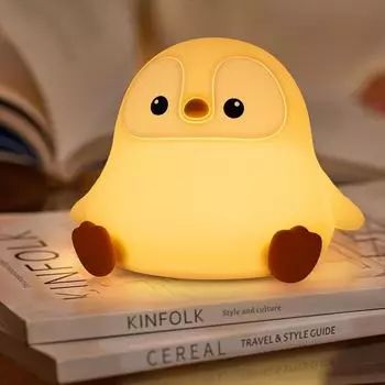 Cute Penguin Night Light,LED Squishy Novelty Lamp,2 Levels Dimmable Nursery Bedroom Nightlight for Kids, Dorm Decor
