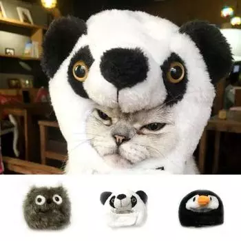 Милая шапка для питомца, приятная для кожи, дышащая шапка для головы, панда, пингвин, милая шапка для кошки, щенка Penguin