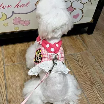 Cute pet Pomeranian dog clothes leash skirt small puppy chest strap XS