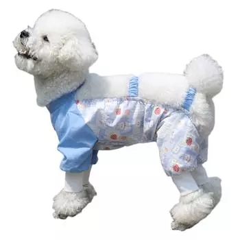 Cute Pets Dustproof Pants Cartoon Belly-Covering Pet Outfit Dog Trousers Foot Cover All-Season S-Blue-Cotton Style