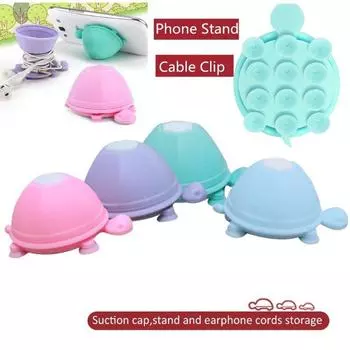 Милый держатель для телефона, силиконовая подставка в виде черепахи, кабель для сматывания наушников для телефона розовый