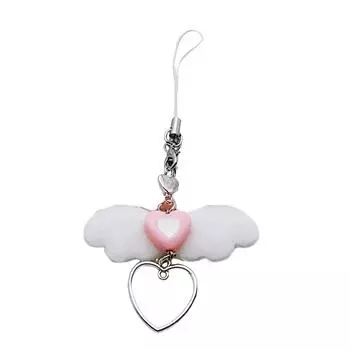 Cute Phone Pendant Unique Design Phone Jewelry Acrylic Material Angel Wing Phone Charm Perfect Gift for Fashion Lover белый