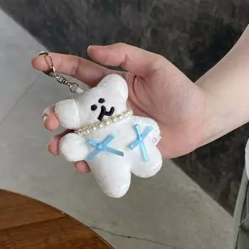 Cute Pink Bow, Pearl Necklace, Koala Keychain, White Bear Doll Bag Pendant, Doll Pendant. 10cm or so