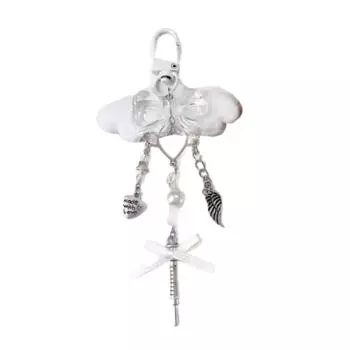 Cute Pink Butterfly Phone Charm Stylish Keychain Pendant Beaded Cellphone Pendant Phone Lanyard for Women and Girls 1 белый