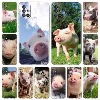 Cute Pink Pet Little Pig Phone Case For Samsung Galaxy A51 A71 A21S A12 A11 A31 A41 A52 A32 A72 A01 A03S A22 A13 A50 Clear Cover Samsung A01