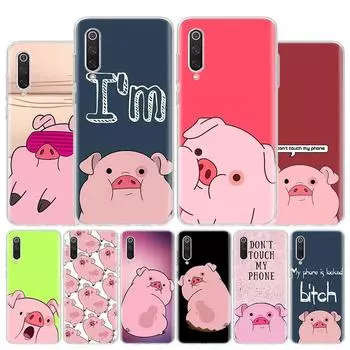 Cute PINK Pig Cartoon Cover Phone Case For Xiaomi Redmi Note 10 Pro Max 10S 9 9S 9T 8 8T 11T 11S 11 5G 11E 7 6 5 4X Coque Redmi Note 10S