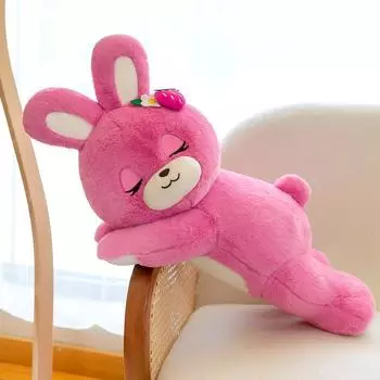 Cute Pink Strawberry Rabbit Bed Sleeping Holding Doll Lying Down Doll Girl Valentine Gift Throw Pillow Doll 50cm0.32kg