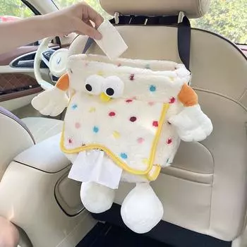 Cute Plush Car Tissue Box 2 In 1 Soft Cute Car Goodies Car Tissue Box Trash Can Fashion Car Multifunctional Tissue Box And Trash United States