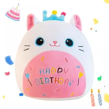 Cute Plush Cat Birthday for Birthday Boys and Birthday White Cat Body Pillow Cushion, Gift, White, Kids, Celebration, Girls, Decoration, (WHITE CAT,