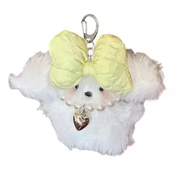 Cute Plush Dog Keychain Charm Delicate Bowknot Dog Pendant Keyring Ornament Backpack Decoration for Bag and Phones 1